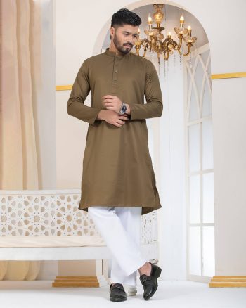 ARISTOQ Grey Brown Self-Textured Panjabi