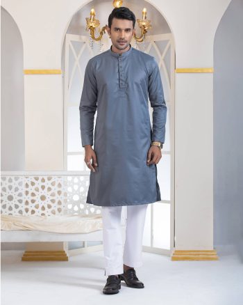ARISTOQ Bluish Grey Self-Textured Panjabi