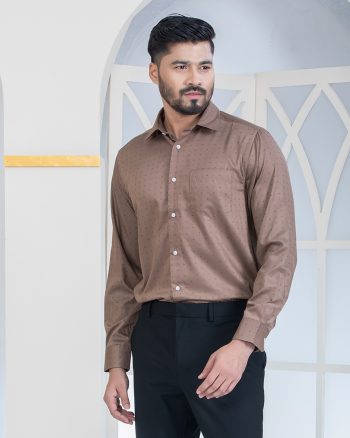 Aristoq Premium Warm Taupe Patterned Shirt