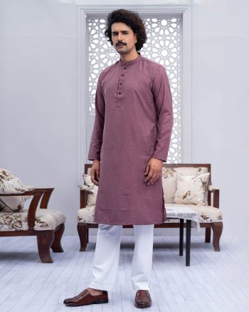 Loxtyle Herringbone Maroon Texture Punjabi